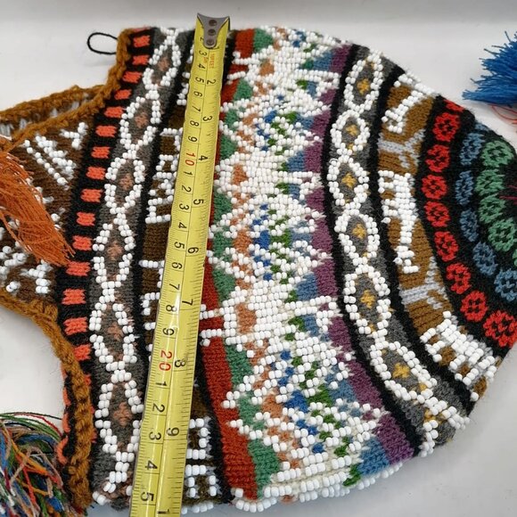 Unisex Chullo Knitted Wool Multicolored Beads Winter main image 5
